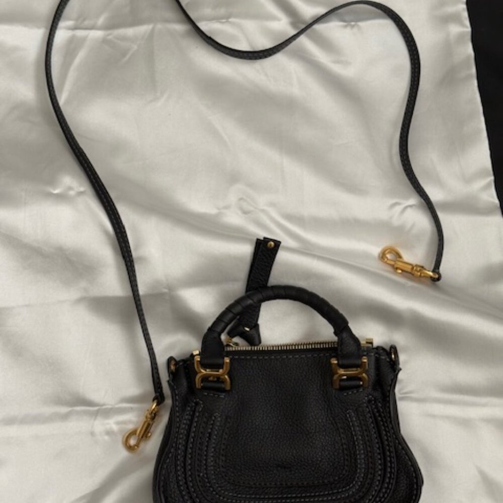 Chloe Black Mini Leather Satchel with Gold Hardware - Picture 7 of 8